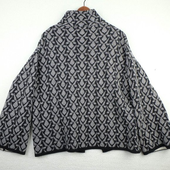 Chiaramente Sweater Womens Large White Black Geometric Wool Open Knit Italy - Picture 6 of 10